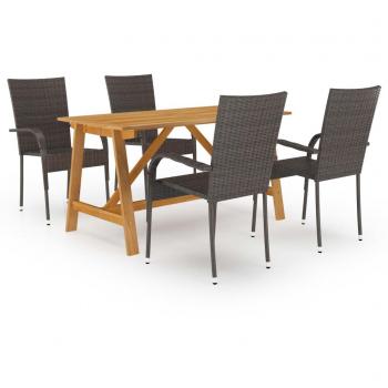 vidaXL 5 Piece Garden Dining Set Brown