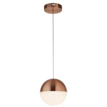 Lámpara colgante LED de cobre con pantalla de hielo triturado, 22W, 4000K, contemporánea en acero y negro - Marbles