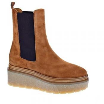 Botines de mujer Alpe 26571115 de piel baby silk marrón con suela antideslizante