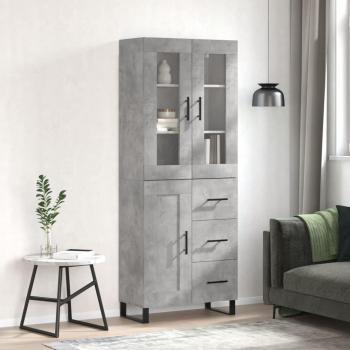 Aparador alto de madera contrachapada gris hormigón 69,5x34x180 cm