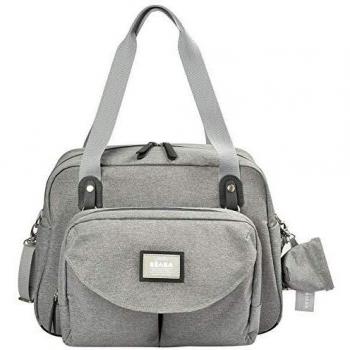 BÉABA - Bolso de Pañales Genève II - Con Colchón Cambiador para Bebé - Modulable, Gran capacidad, Múltiples compartimentos - Multifunción para Maternidad Hospital, Carrito, Viaje - Gris