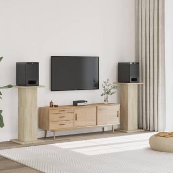Sonoma Oak Speaker Stands - 2 pcs - Engineered Wood - 30x30x95 cm