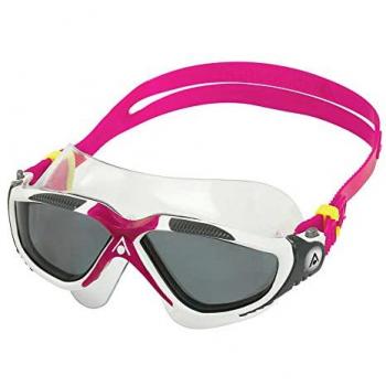 Máscara de Natación Aquasphere Vista con Lentes Oscuras y Diseño Blanco y Plata