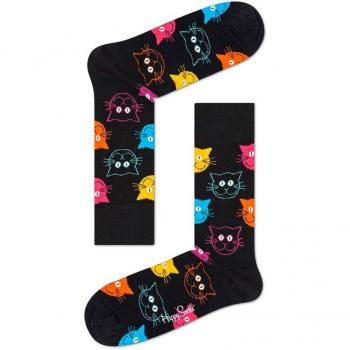 Calcetín corto de mujer negro con gatos de Happy Socks