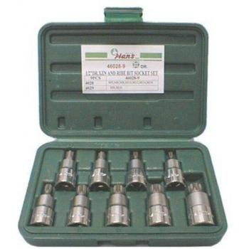 Juego de tubos Spline 1/2 HANS 46028 9 con Safety Insert System, incluye 7 piezas XZN y 2 piezas RIBE, longitud de 55mm