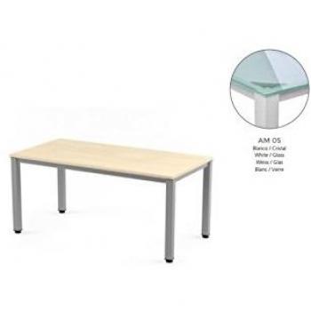 MESA EXECUTIVE DE ROCADA 180X80 CM COLOR BLANCO/ CRISTAL