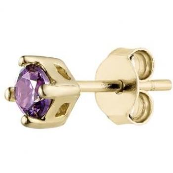 Piercing Luz de Plata 925 con Baño de Oro Amarillo 18k y Circonita Amatista - Joyas para Mujer