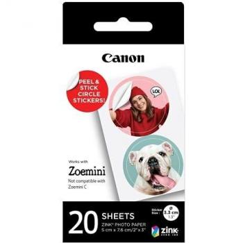 Pack de Adhesivos Circulares precortados Canon Zink™ de 1,3, 20 Hojas