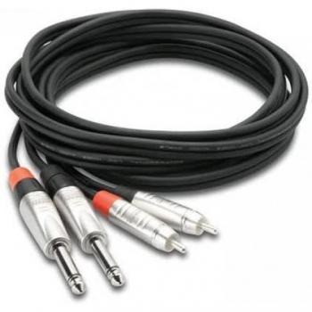 Hosa HPR-020X2 20' Pro Stereo Dual REAN 1/4 TS Male to RCA Male Stereo Audio Cable