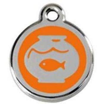 Placa para Gato Fish Bowl Naranja Acero Inoxidable Pequeña Diámetro 2 cm - RedDingo