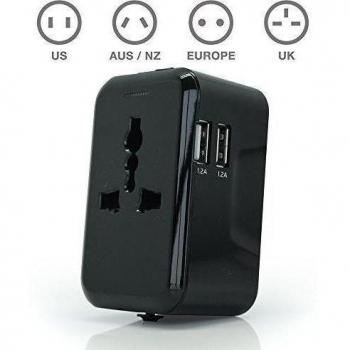 TBS®2307 CA Adaptador De Viaje Universal del enchufe y 2 cargador USB