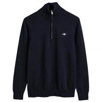Suéter de Hombre Gant Classic Cotton con Media Cremallera - Azul Noche - 2XL