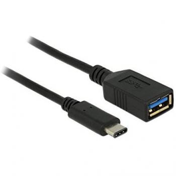 Cable USB DeLOCK 0.15m Tipo-C a Tipo-A USB 3.2 Gen 2 (USB 3.1 Gen 2) Negro Adaptador
