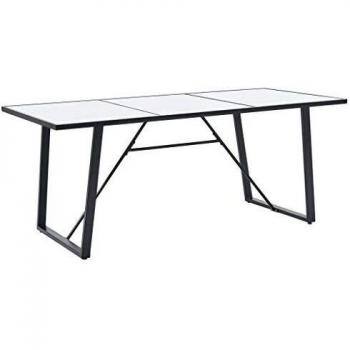 White Tempered Glass Dining Table 180x90 cm