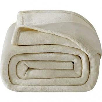 Wavve Manta Pequeña para Sofá, Manta Franela Reversible 130x150 cm, Manta Crema de Microfibra, Suave, Cálida, Transpirable