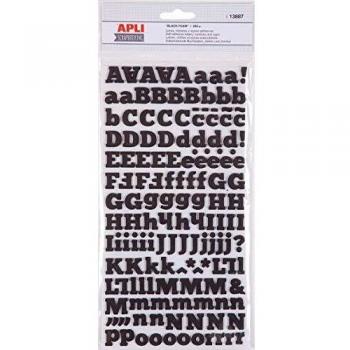 APLI 13887 Letras Adhesivas Goma Eva, Negro, 2H X 13887