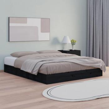 Estructura de cama madera maciza negro 120x200 cm vidaXL