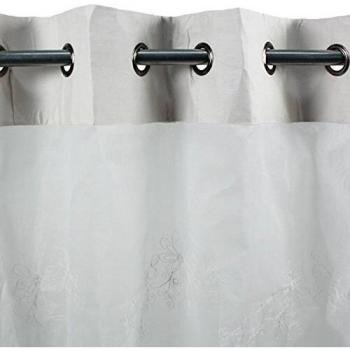 Visillo de Organdí con Ojales y Bordado 110 x 260 cm Blanco