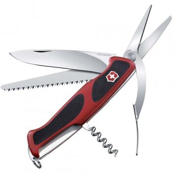 Navaja Multifuncional Victorinox Rangergrip 71 Gardener, 130 mm, Rojo/Negro con Tijeras y Sierra para Madera - Ideal para Jardinería