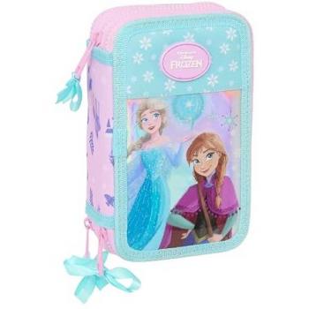 Plumier Escolar Safta Frozen Cool Days Triple con 36 Piezas, Diseño Práctico, Material Resistente, Cierre de Cremallera Seguro, Ideal para Niños de 5 a 14 Años, Dim