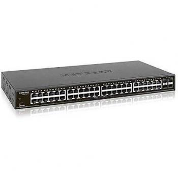 NETGEAR GS348T 48 Port Gigabit + 4 x 1G SFP Ethernet Smart Managed Pro Network Switch, Hub, Internet Splitter, Desktop/Rackmount, VLAN, IGMP,QoS Lifetime Warranty, Black