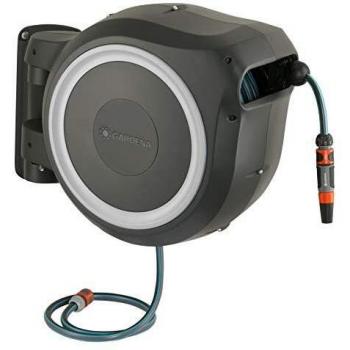 Gardena RollUp L Carrete de Manguera Automático para Pared, 30 m, con Soporte Giratorio y Manguera de Calidad Incluida