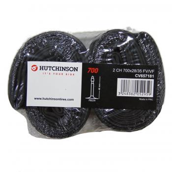 Hutchinson Set de 2 Cámaras para Bicicleta 700x28/35, Válvula Presta Fina 48mm, Unisex Adulto, Negro