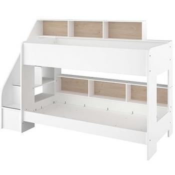Litera Juvenil Fantasy con Almacenaje en Color Roble Jackson y Blanco 245x171x111 cm, Compatible con Colchones de 90x200 cm