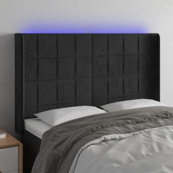 Cabecero de Cama con LED de Terciopelo Negro 147x16x118/128 cm