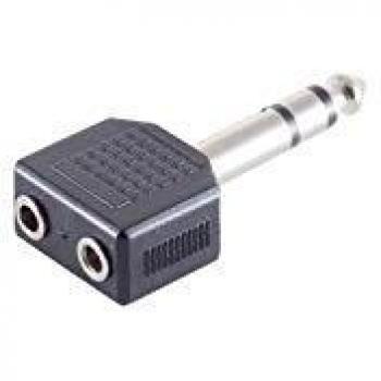 Adaptador de Audio S/CONN, Conector Jack Estéreo 6.3mm a 2 Jacks Estéreo 3.5mm, Máxima Conectividad, Negro