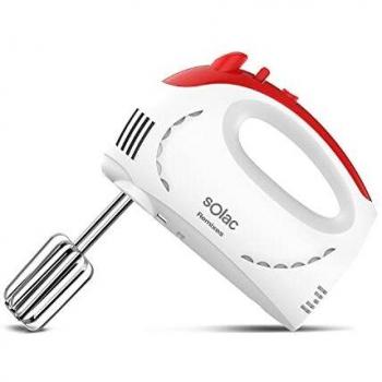 Solac Remixes - Batidora amasadora, batidora de reposteria, 300W, 5 velocidades, función turbo, 2 juegos de varillas batidoras y amasadoras, blanca, roja