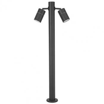 Baliza de Jardín FORLIGHT Pixa con 2 Focos Orientables GU10, Altura 81cm, IP44 para Exterior, Color Negro
