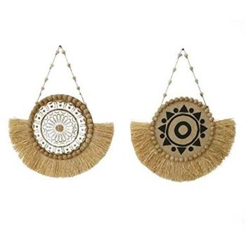Decoración de Pared DKD Home Decor 52 x 3,2 x 66 cm Natural Negro Blanco Flecos (2 Unidades)