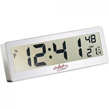 infactory Reloj controlado por radio estupendo Monitor: Reloj compacto controlado por radio con una enorme pantalla LCD XXL y pantalla de temperatura