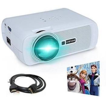 Crenova® XPE460 Mini Proyector Mejorado LED 1200 lúmenes 800*480 Resolución Portable con Cable libre HDMI para Cinema Teatro en casa Entretenimientos Conexión con TV Portátil de escritorio Consola de juego Media Player Tarjeta SD Soporte iPad iPhone 