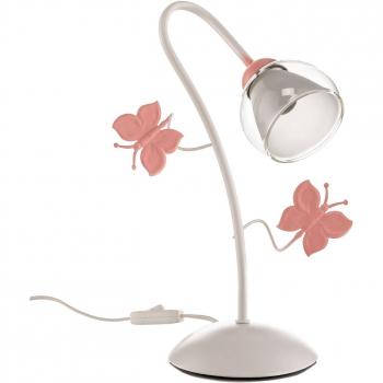 Lámpara de mesa Butterfly con decoración en rosa