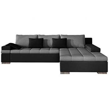 Sofá rinconero Comfivo 113, gris, con función de descanso y caja de ropa de cama, dimensiones 310x175x83cm