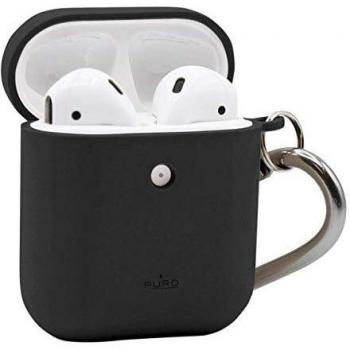 Puro Funda Biodegradable Apple Airpods con mosqueton Negra