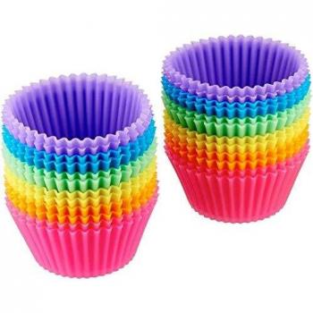 Amazon Basics - Moldes de horneado, reutilizables, de silicona - Pack de 24