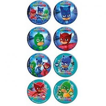Paquete de 16 discos comestibles de adorno para magdalenas de PJ-MASKS