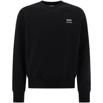 Men's Ami Paris Organic Cotton Crewneck Sweatshirt in Black, Size Medium