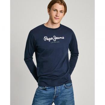 Camiseta de manga larga Pepe Jeans Eggo para hombre en color azul marino con logo frontal