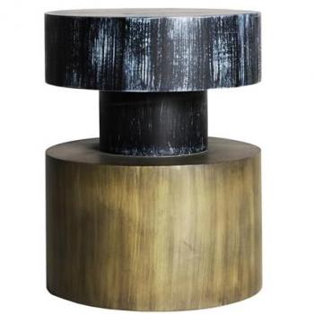 Mesa Auxiliar Gignat de Madera DM Color Oro/Negro Estilo Art Deco 40x40x51cm