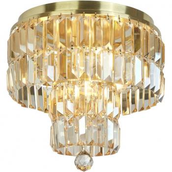 Plafón de Techo Empire de 4 Luces en Latón Satinado y Cristal Champán, IP44