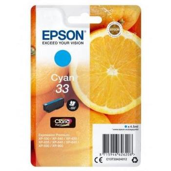 Epson T3342 Cartucho de Tinta Cian, Compatible con Expression Premium XP-530/XP-630/XP-640/XP-830/XP-900, Rendimiento Aproximado 300 Páginas