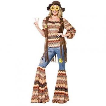 Smiffys-43856L Traje de Hippie Armonía, con Top, y Chaleco, Multicolor, L-EU Tamaño 44-46