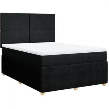 Cama box spring con colchón de muelles en tela negra 140x190 cm