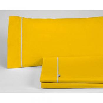 Juego de Sábanas Liso Color Mostaza - Cama de 105 (3 Piezas) - 50% algodón / 50% poliéster - 144 Hilos