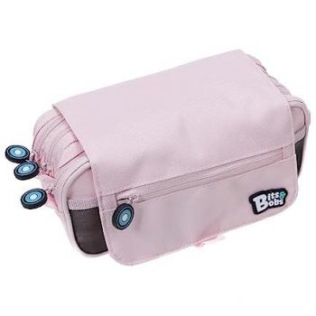 Estuche Escolar Triple Grafoplás Bits&Bobs Rosa Soft con Solapa y Compartimentos, 23x10x10cm, Incluye Horario e Identificación