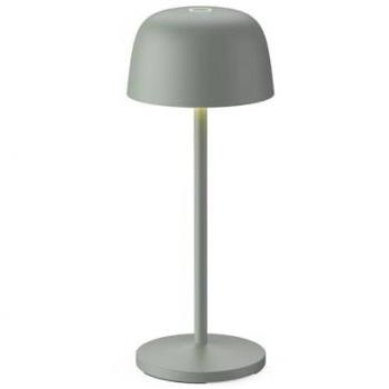 Lámpara de mesa LED recargable Arietty, verde, aluminio, Ø 10,5 cm con dimmer táctil